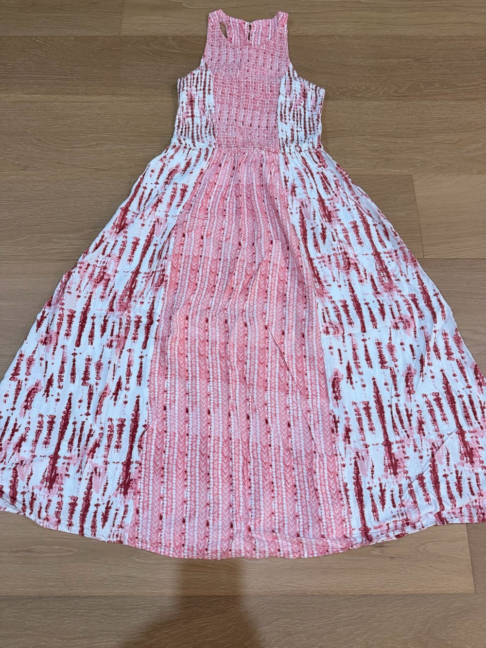 Japna Pink & White Smocked dress
